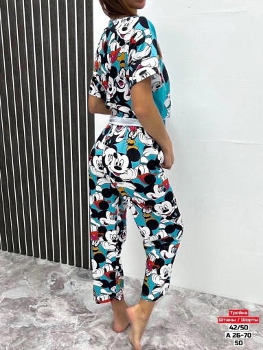 Пижама женская , тройка ( штаны +шорты ) САДОВОД официальный интернет-каталог