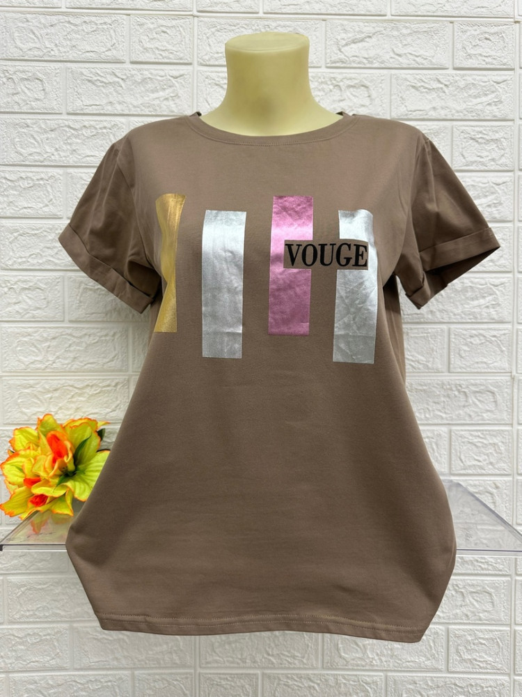 Женская футболка коричневая купить в Интернет-магазине Садовод База - цена 500 руб Садовод интернет-каталог