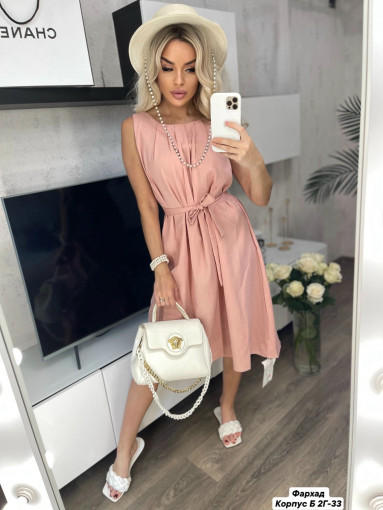 Женское однотонное деловое летнее платье на каждый день,с поясом САДОВОД официальный интернет-каталог