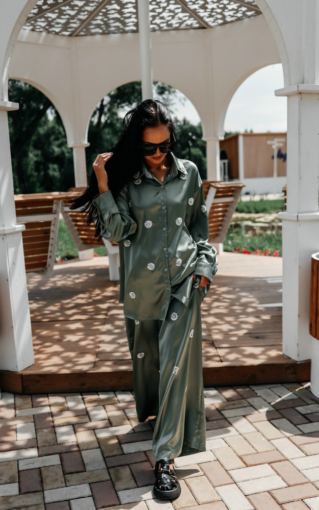 Женский костюм зеленый купить в Интернет-магазине Садовод База - цена 2600 руб Садовод интернет-каталог