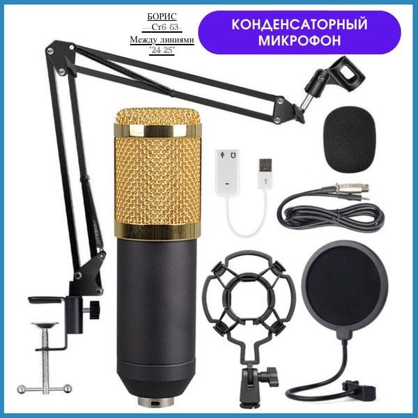 Конденсаторный студийный микрофон Professional Condenser Microphone BM-900 купить в Интернет-магазине Садовод База - цена 1900 руб Садовод интернет-каталог