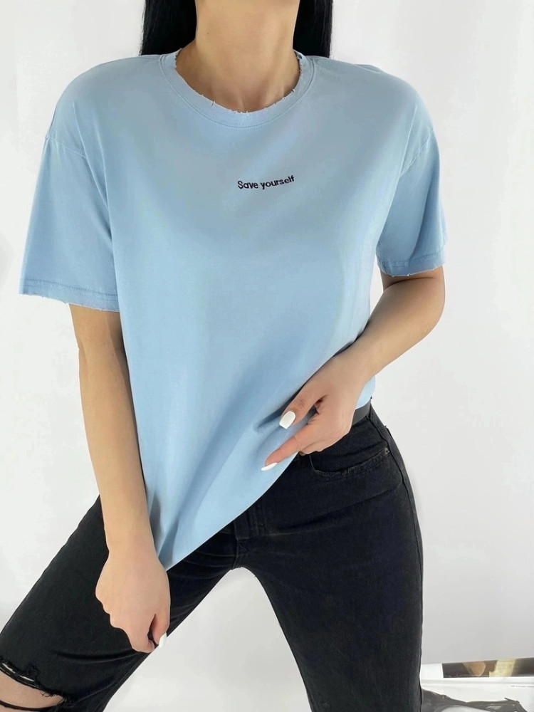 Женская футболка голубая купить в Интернет-магазине Садовод База - цена 500 руб Садовод интернет-каталог