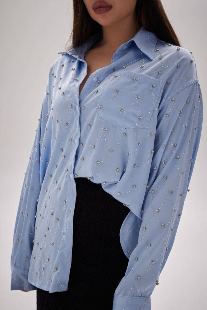 Женская рубашка голубая купить в Интернет-магазине Садовод База - цена 2900 руб Садовод интернет-каталог