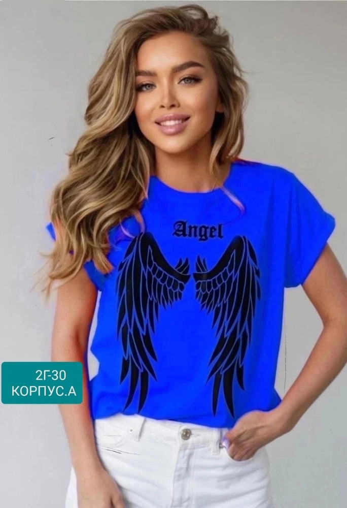 Женская футболка синяя купить в Интернет-магазине Садовод База - цена 250 руб Садовод интернет-каталог