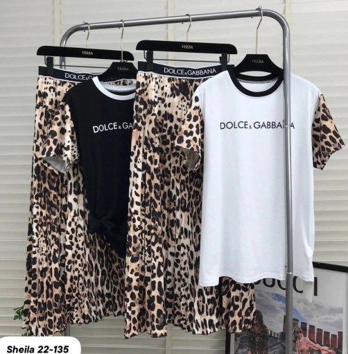 Нежный и стильный леопардовый костюм ( DOLCE & GABBANA ) Футболка+юбка поможет вам оставаться в тренде этим летом САДОВОД официальный интернет-каталог