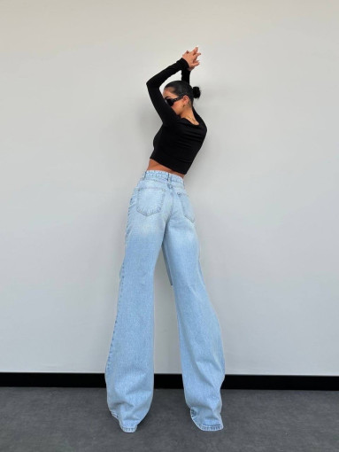 👌Широкие джинсы  с  разрезами на коленках 🥰💫Идеальная посадка. Плотная джинса😍 🤩 САДОВОД официальный интернет-каталог