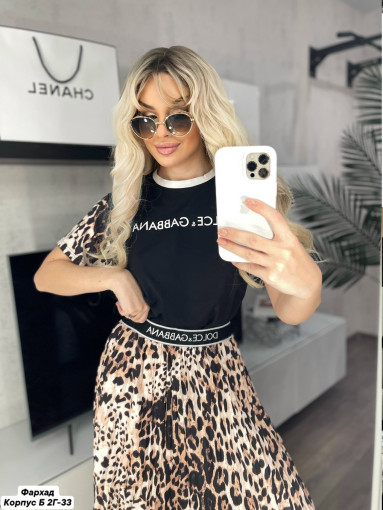 Нежный и стильный леопардовый костюм ( DOLCE & GABBANA ) Футболка+юбка поможет вам оставаться в тренде этим летом САДОВОД официальный интернет-каталог