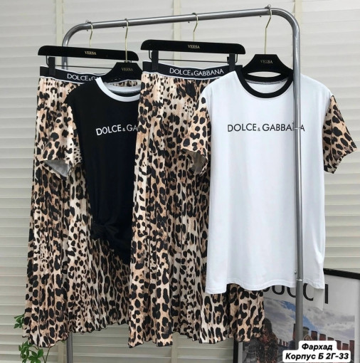 Нежный и стильный леопардовый костюм ( DOLCE & GABBANA ) Футболка+юбка поможет вам оставаться в тренде этим летом САДОВОД официальный интернет-каталог