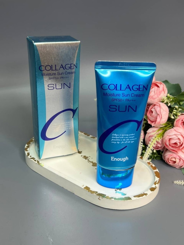 Увлажняющий солнцезащитный крем с коллагеном ENOUGH Collagen Moisture Sun Cream SPF50+ купить в Интернет-магазине Садовод База - цена 100 руб Садовод интернет-каталог