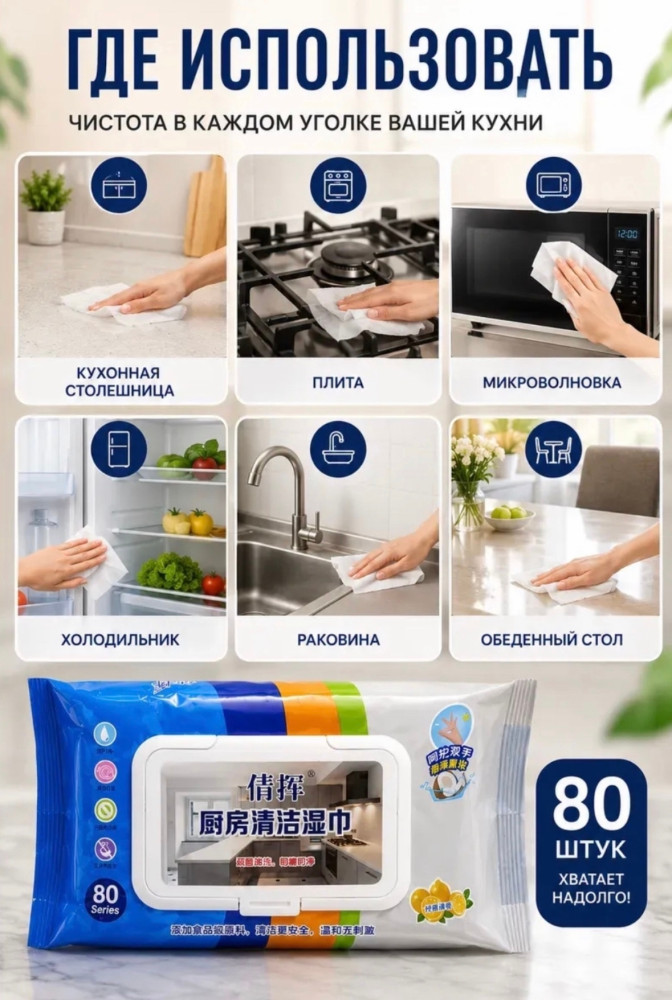 Влажные салфетки для кухни очищающие купить в Интернет-магазине Садовод База - цена 100 руб Садовод интернет-каталог