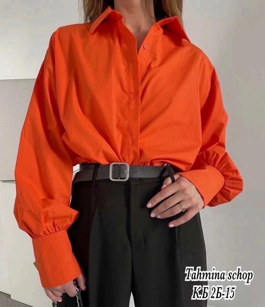 Женская рубашка оранжевая купить в Интернет-магазине Садовод База - цена 650 руб Садовод интернет-каталог