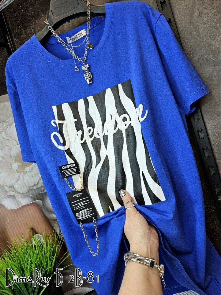 Женская футболка синяя купить в Интернет-магазине Садовод База - цена 650 руб Садовод интернет-каталог