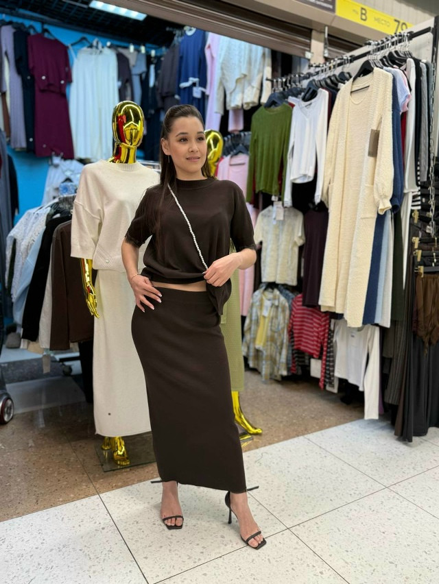 Женский костюм коричневый купить в Интернет-магазине Садовод База - цена 2100 руб Садовод интернет-каталог