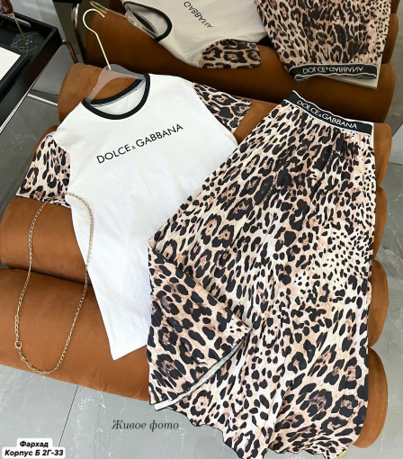 Нежный и стильный леопардовый костюм ( DOLCE & GABBANA ) Футболка+юбка поможет вам оставаться в тренде этим летом САДОВОД официальный интернет-каталог