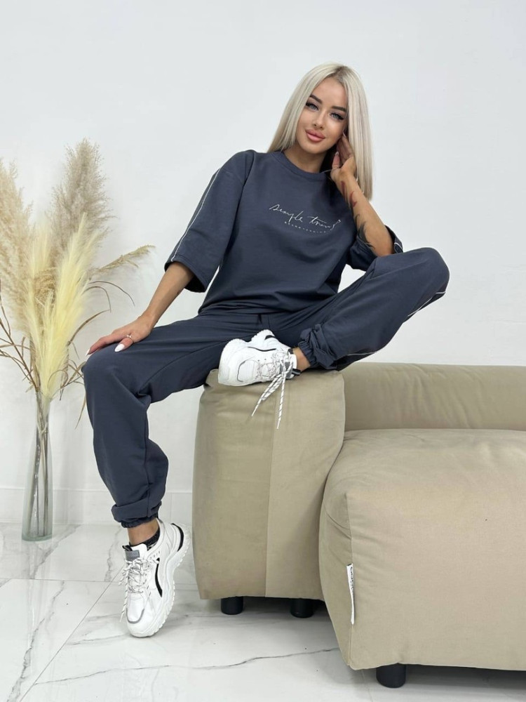 Спортивный женский костюм серый купить в Интернет-магазине Садовод База - цена 950 руб Садовод интернет-каталог