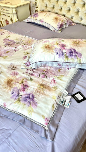 Комплект постельного белья тенсель с мережко с  готовым одеялом САДОВОД официальный интернет-каталог