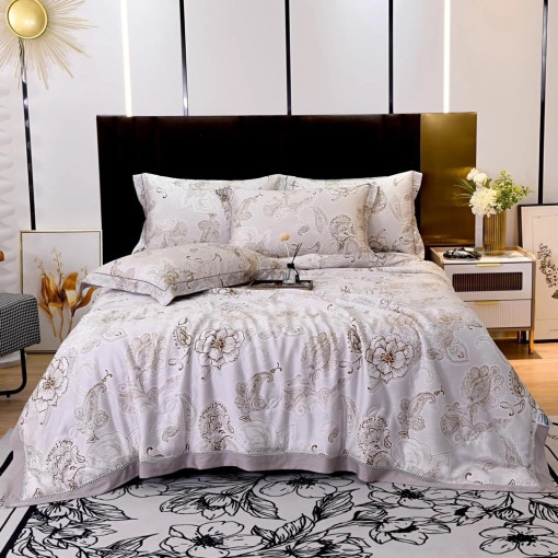 Комплект постельного белья тенсель с мережко с  готовым одеялом САДОВОД официальный интернет-каталог