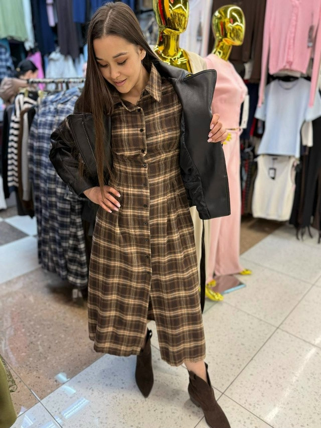 🛍Платье клетка🛍 купить в Интернет-магазине Садовод База - цена 1600 руб Садовод интернет-каталог