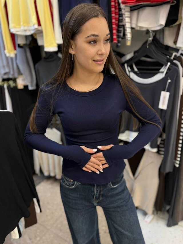 Лонгслив синий купить в Интернет-магазине Садовод База - цена 850 руб Садовод интернет-каталог