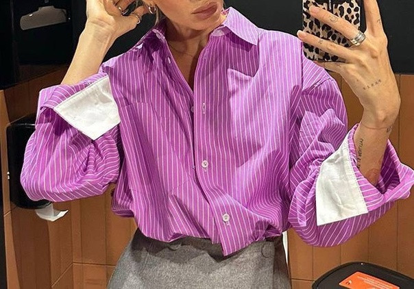 Женская рубашка фиолетовая купить в Интернет-магазине Садовод База - цена 1700 руб Садовод интернет-каталог