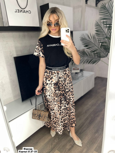 Нежный и стильный леопардовый костюм ( DOLCE & GABBANA ) Футболка+юбка поможет вам оставаться в тренде этим летом САДОВОД официальный интернет-каталог