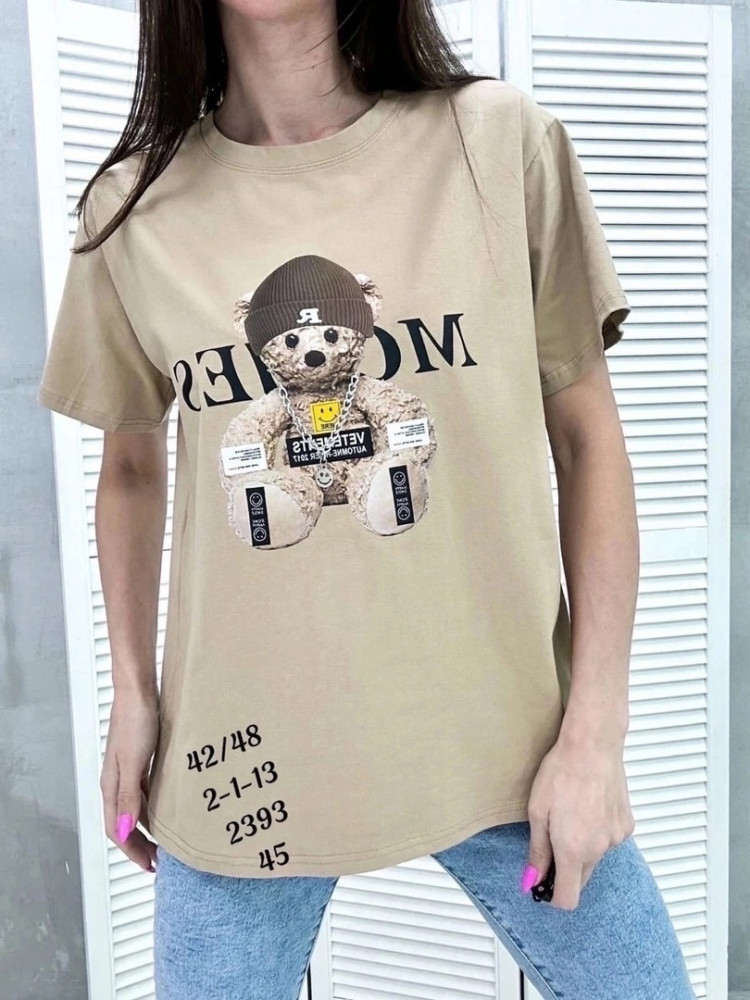 Женская футболка бежевая купить в Интернет-магазине Садовод База - цена 450 руб Садовод интернет-каталог