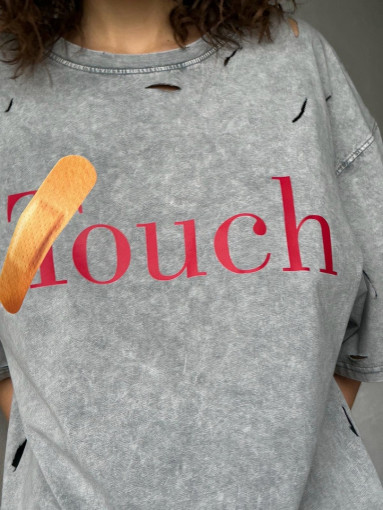 Рваная футболка  варенка. Плотный хлопок 🥰 Надпись “Touch” 💕 САДОВОД официальный интернет-каталог