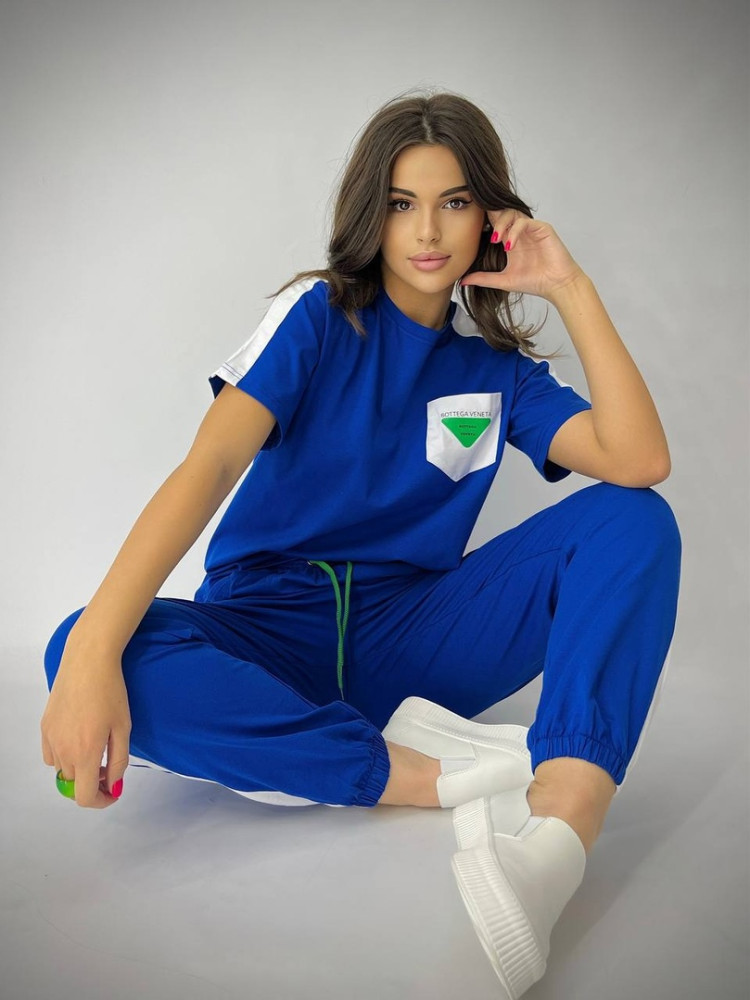 Спортивный женский костюм синий купить в Интернет-магазине Садовод База - цена 1100 руб Садовод интернет-каталог