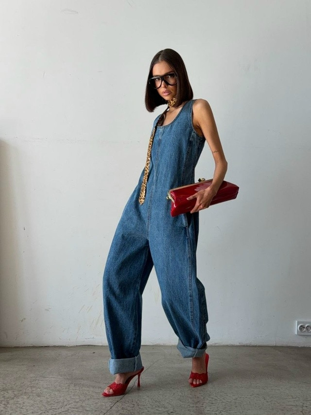 Женский комбинезон синий купить в Интернет-магазине Садовод База - цена 3600 руб Садовод интернет-каталог