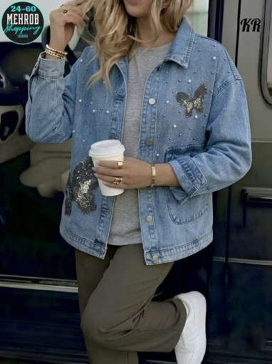 Женская стильная курточка джинсовый с  Жемчугом — это стильная и модная одежда, идеальный выбор для девушек, ценящих комфорт САДОВОД официальный интернет-каталог
