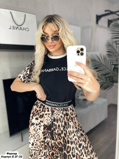 Нежный и стильный леопардовый костюм ( DOLCE & GABBANA ) Футболка+юбка поможет вам оставаться в тренде этим летом САДОВОД официальный интернет-каталог