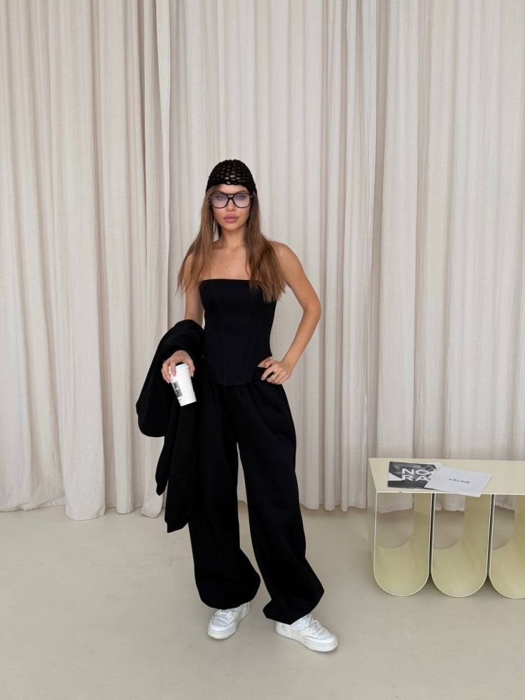 Женский костюм черный купить в Интернет-магазине Садовод База - цена 3000 руб Садовод интернет-каталог