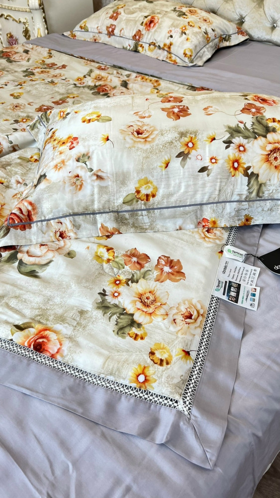 Комплект постельного белья тенсель с мережко с  готовым одеялом купить в Интернет-магазине Садовод База - цена 5000 руб Садовод интернет-каталог