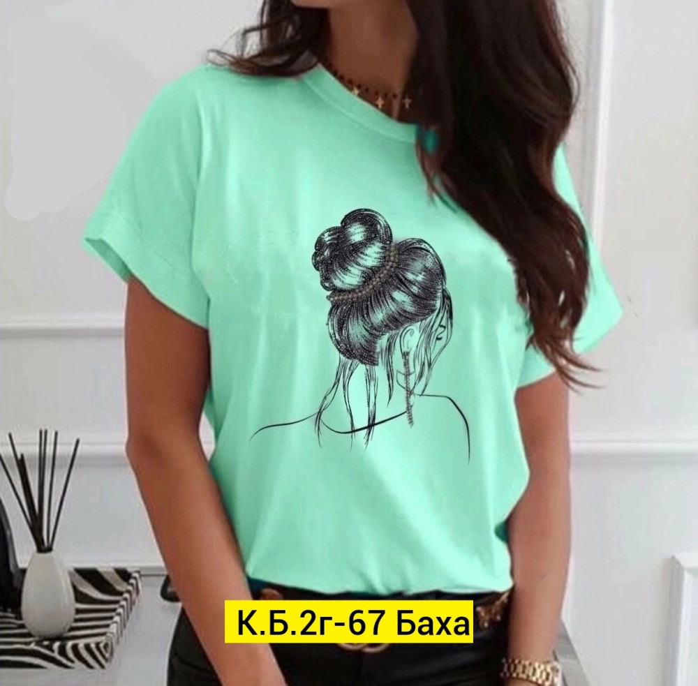 Женская футболка бирюзовая купить в Интернет-магазине Садовод База - цена 250 руб Садовод интернет-каталог