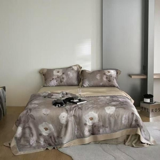 Комплект постельного белья тенсель с мережко с  готовым одеялом САДОВОД официальный интернет-каталог