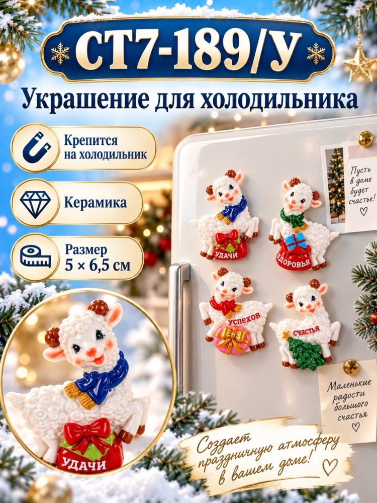 Новогодний керамический магнит на холодильник «Овечка» купить в Интернет-магазине Садовод База - цена 50 руб Садовод интернет-каталог