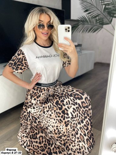 Нежный и стильный леопардовый костюм ( DOLCE & GABBANA ) Футболка+юбка поможет вам оставаться в тренде этим летом САДОВОД официальный интернет-каталог