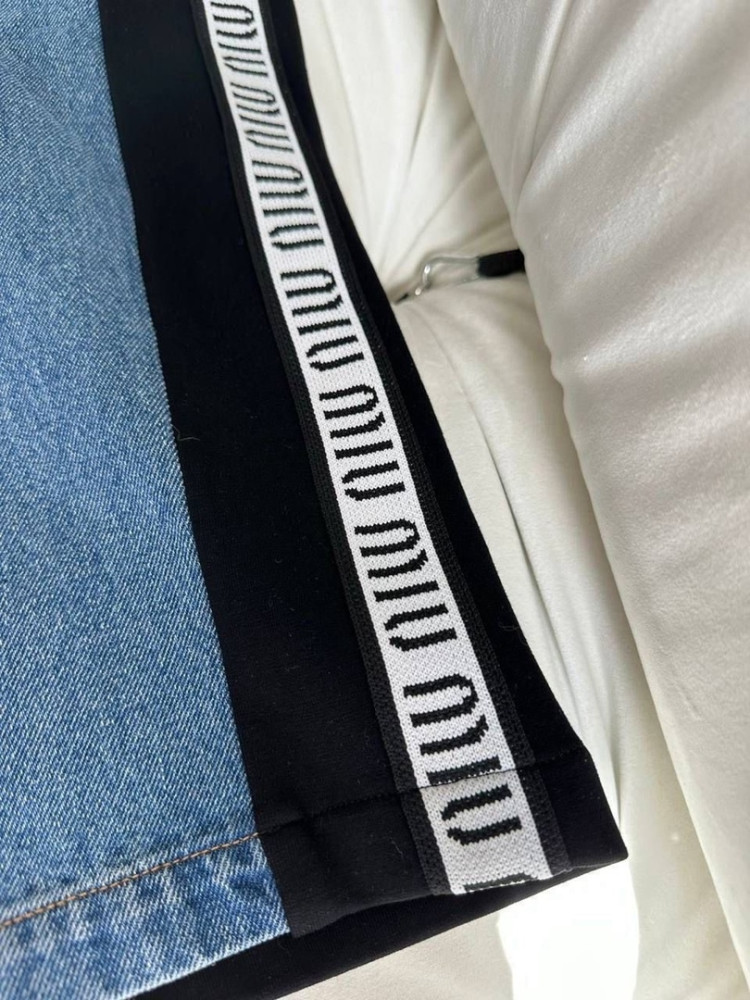 ⚜️ Крутые комбинированые джинсы Miu Miu купить в Интернет-магазине Садовод База - цена 2800 руб Садовод интернет-каталог