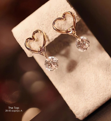 Сережки сердечки с подвесными кристаликами САДОВОД официальный интернет-каталог