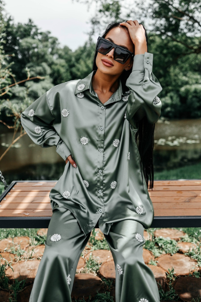 Женский костюм зеленый купить в Интернет-магазине Садовод База - цена 2600 руб Садовод интернет-каталог