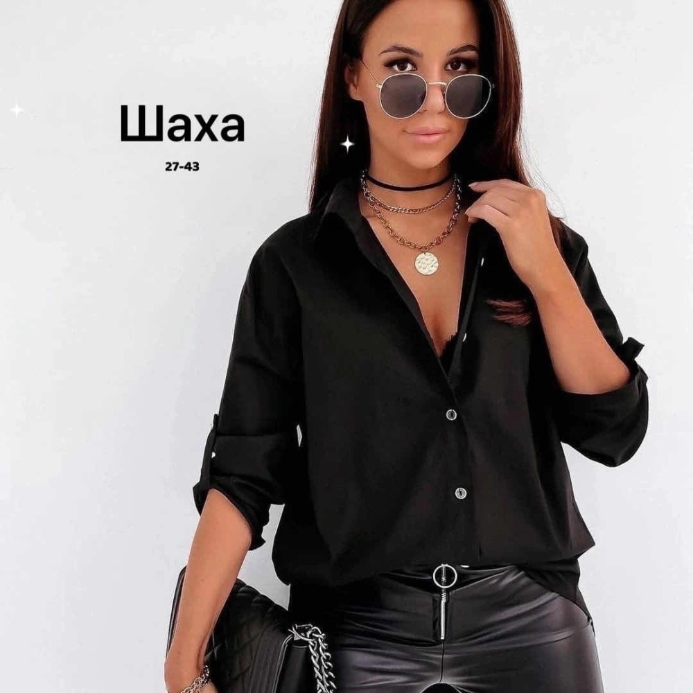 Женская рубашка черная купить в Интернет-магазине Садовод База - цена 499 руб Садовод интернет-каталог