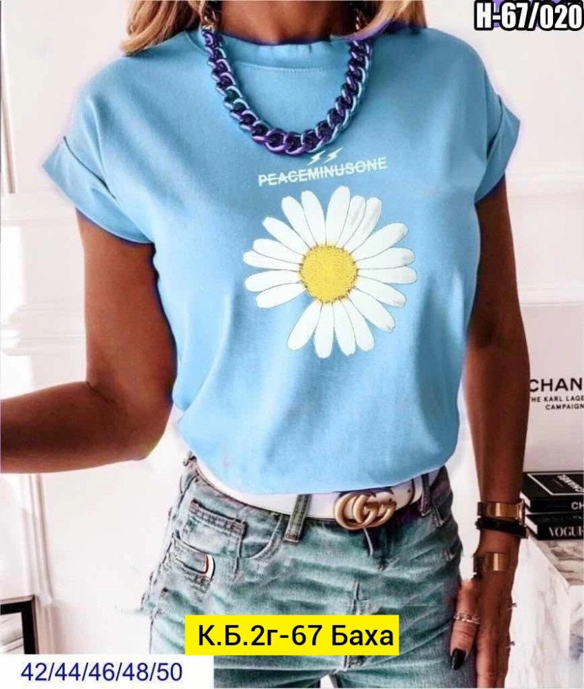 Женская футболка голубая купить в Интернет-магазине Садовод База - цена 300 руб Садовод интернет-каталог