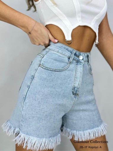 Стильные джинсовые шорты со стразами САДОВОД официальный интернет-каталог