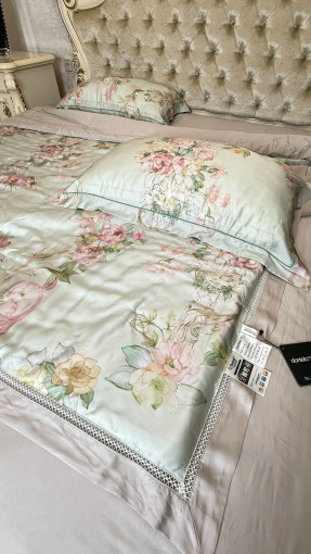 Комплект постельного белья тенсель с мережко с  готовым одеялом САДОВОД официальный интернет-каталог