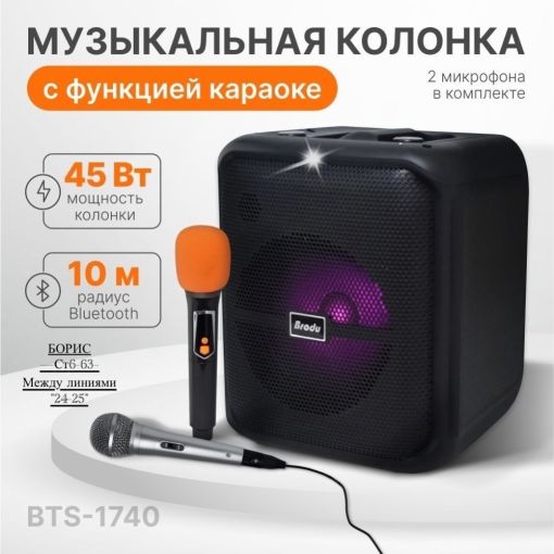 Музыкальная беспроводная колонка Brodu BTS 1740 🔷 САДОВОД официальный интернет-каталог