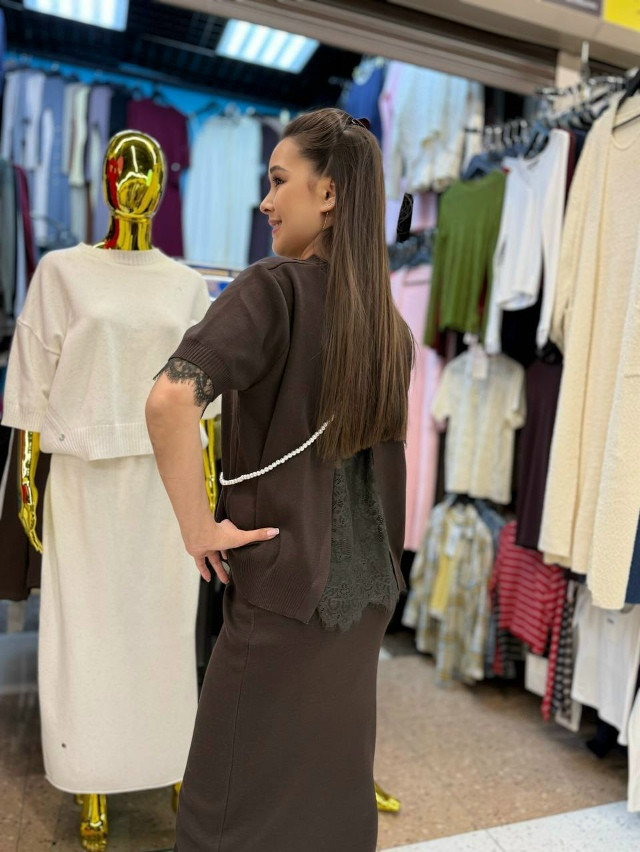 Женский костюм коричневый купить в Интернет-магазине Садовод База - цена 2100 руб Садовод интернет-каталог