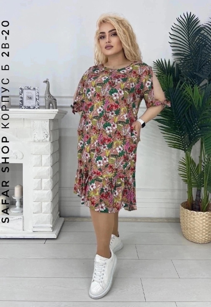Легкое, летнее платье  яркой цветочной расцветки купить в Интернет-магазине Садовод База - цена 700 руб Садовод интернет-каталог