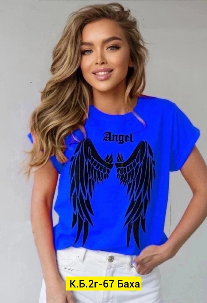 Женская футболка синяя купить в Интернет-магазине Садовод База - цена 250 руб Садовод интернет-каталог