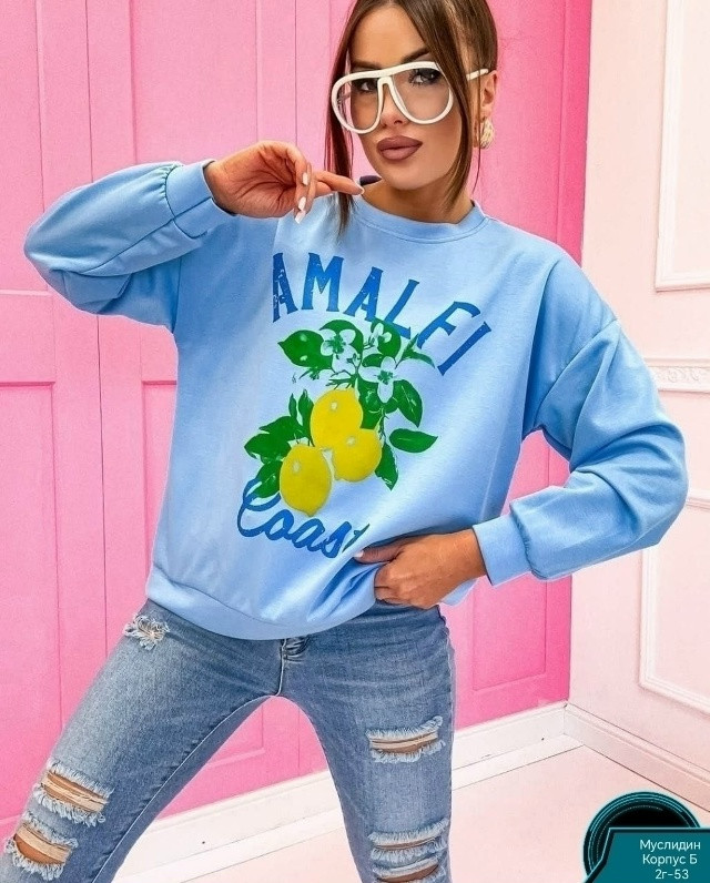 свитшот голубой купить в Интернет-магазине Садовод База - цена 250 руб Садовод интернет-каталог