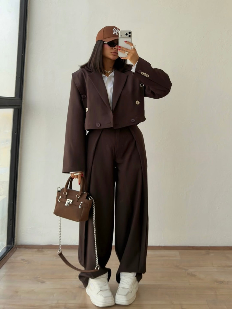 Женский костюм коричневый купить в Интернет-магазине Садовод База - цена 2600 руб Садовод интернет-каталог